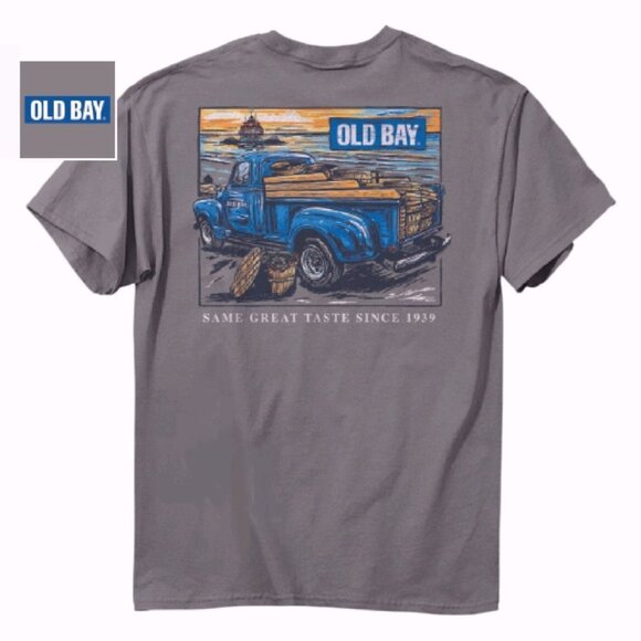 Old Bay Vintage Crabbing Truck Short Sleeve T-Shirt NEW Fast Ship - Picture 1 of 7